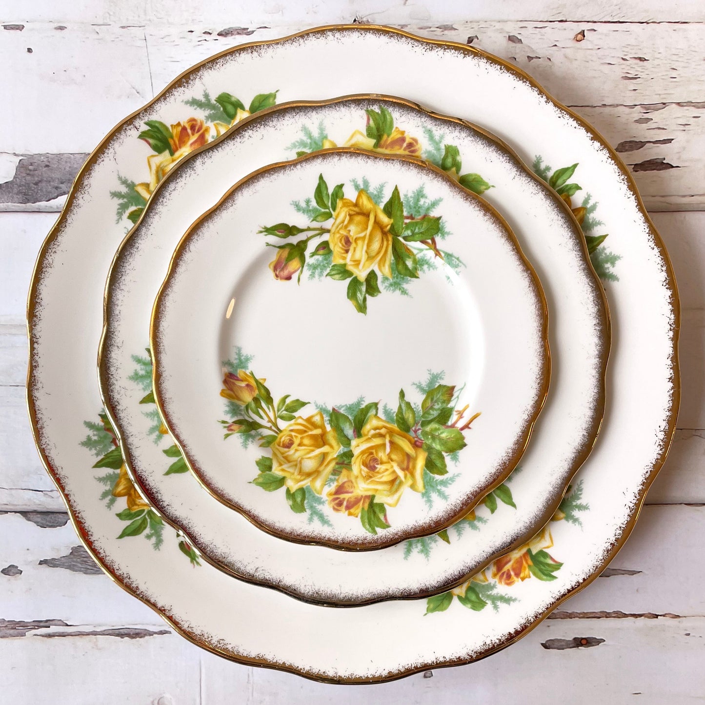 Tea Rose 3 plate set
