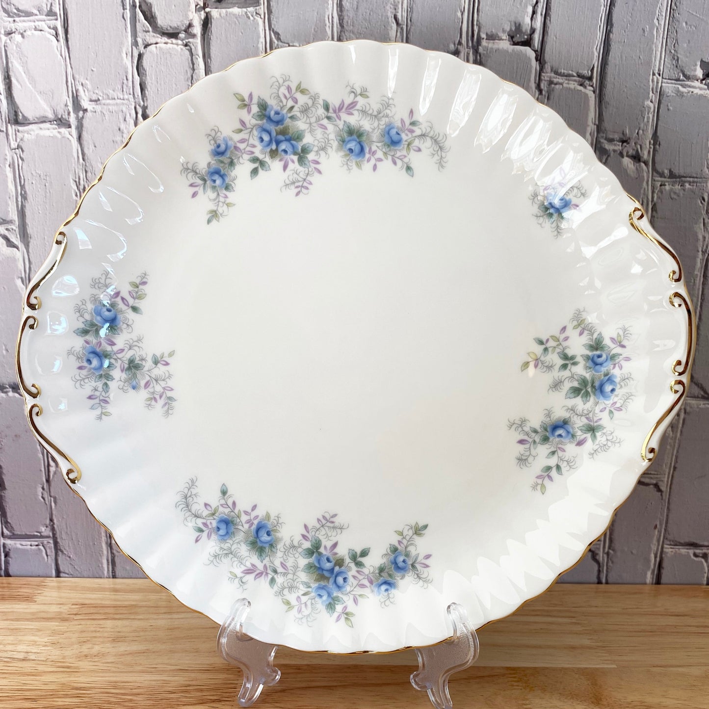 Blue Blossom Cake Platter 9.75"