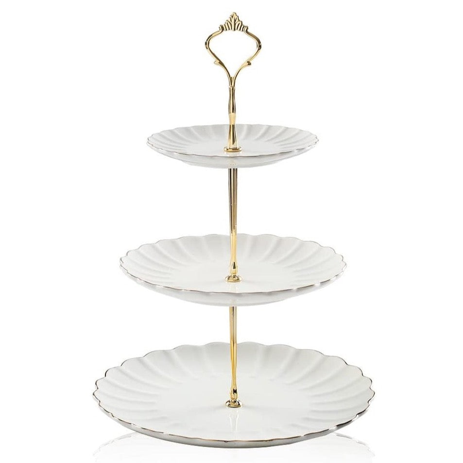 Three-Tiered Platter with Gold Trim