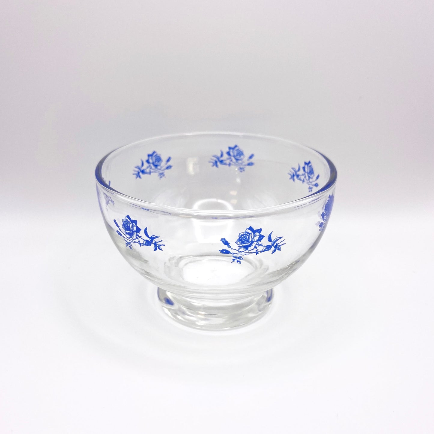 Blue Rose Bouquet Glass Bowl