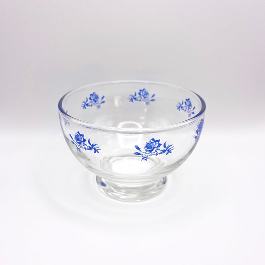 Blue Rose Bouquet Glass Bowl