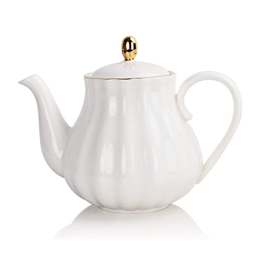 White Teapot - Gold Trim